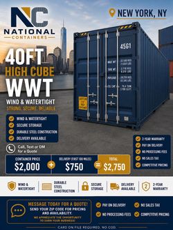 40’ High Cube Wind & Watertight Shipping Container – New York, NY