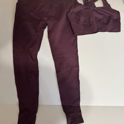 Seamless Plum Sports Bra and Leggings Set - Women