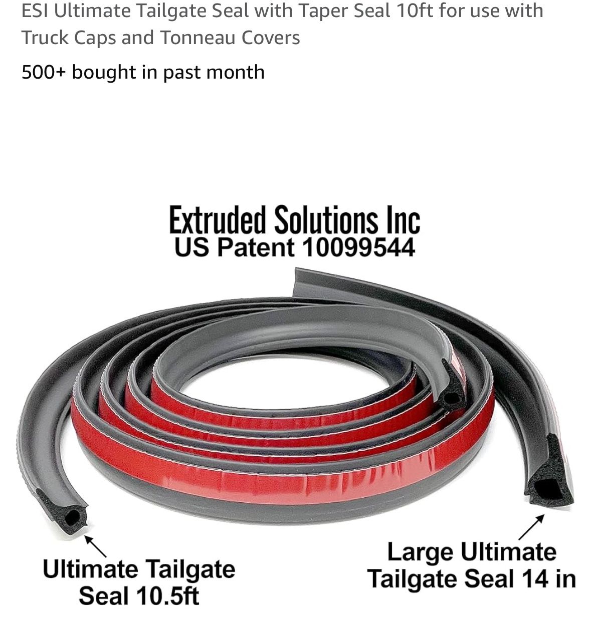 NEW ESI Ultimate Tailgate Seal with Taper Seal 10ft for use with Truck Caps and Tonneau Covers