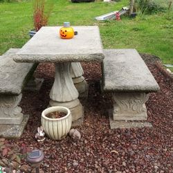 Concrete Table And Benches