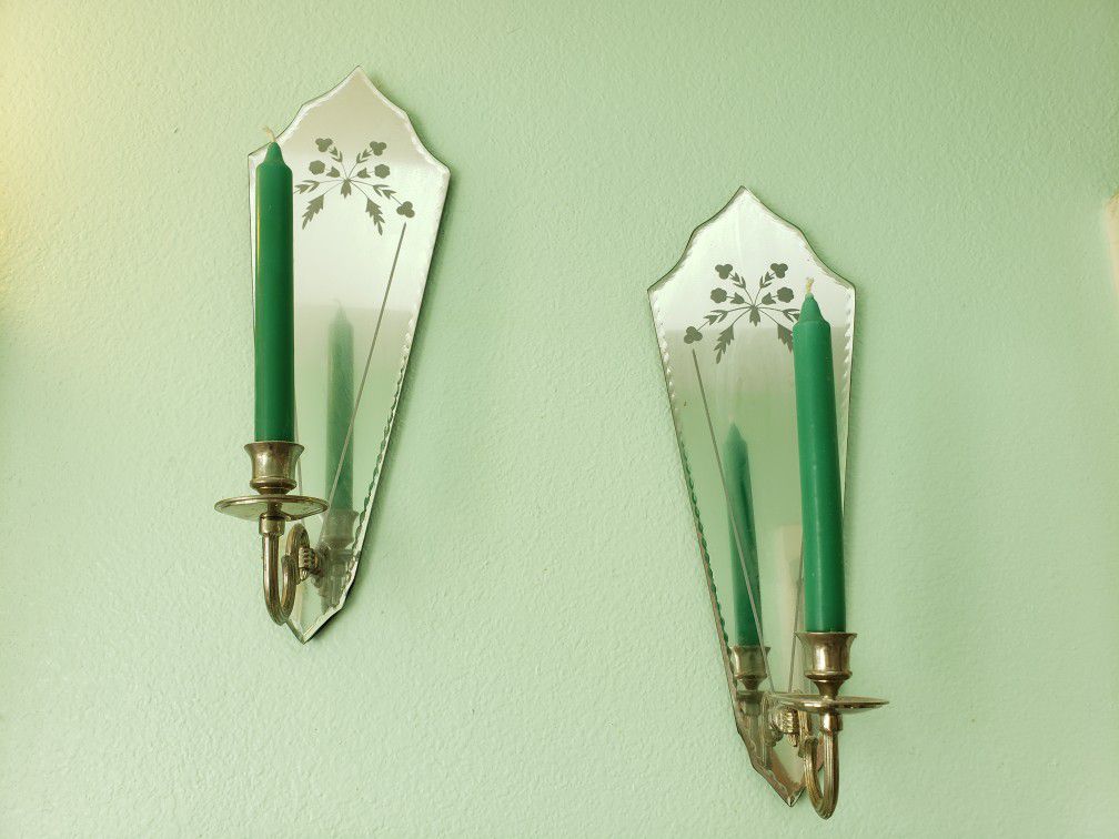 Wall decor mirror candle holders with candels