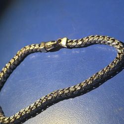 10 Karat Franco Bracelet 3.7 Two Carrots And Crushed Diamonds All The Way Around It 33.8 Grams 