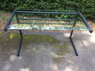 Large Desk Glass And Black Metal
