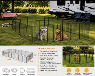 NEW 32” 16-Panel Heavy Duty Metal Dog Playpen w/ 2 Gates | Indoor & Outdoor