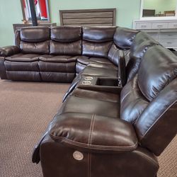 New Sectional Sofa With Three Power Recliners On Sale For  Less  Than Manual Recliners