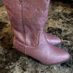 Girls/Kids Pink Rhinestone Boots 