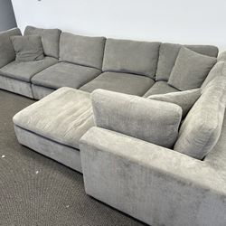 Lowell Dark Grey 6 Piece Cloud Couch Sectional - Free Delivery