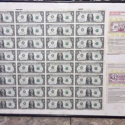 32 Framed Uncirculated 1991 One Dollar Bills