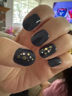 Dark Navy Blue Black Semi Cured Nail Gel Stickers