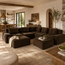 Racine 116" 7-Piece Oversized Corduroy Modular L-Shaped Sectional Corner Sofa with 2 Ottomans