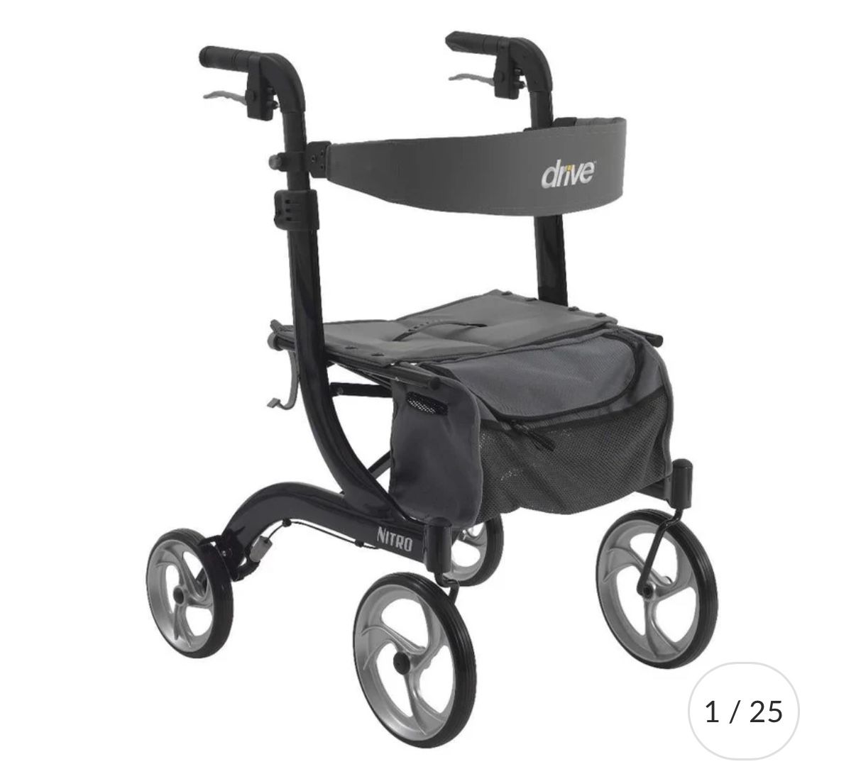 4 Wheeler Walker Drive brand Roller With Seat Locking Wheels Storage Bag Standing Seated Foldable Great Condition health elderly wellness 