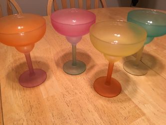 Set of Four Colorful Margarita Glasses - These are Glass, not Plastic