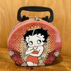 Vintage BETTY BOOP PURSE TOTE LUNCHBOX  Metal bed of roses AUTHENTIC