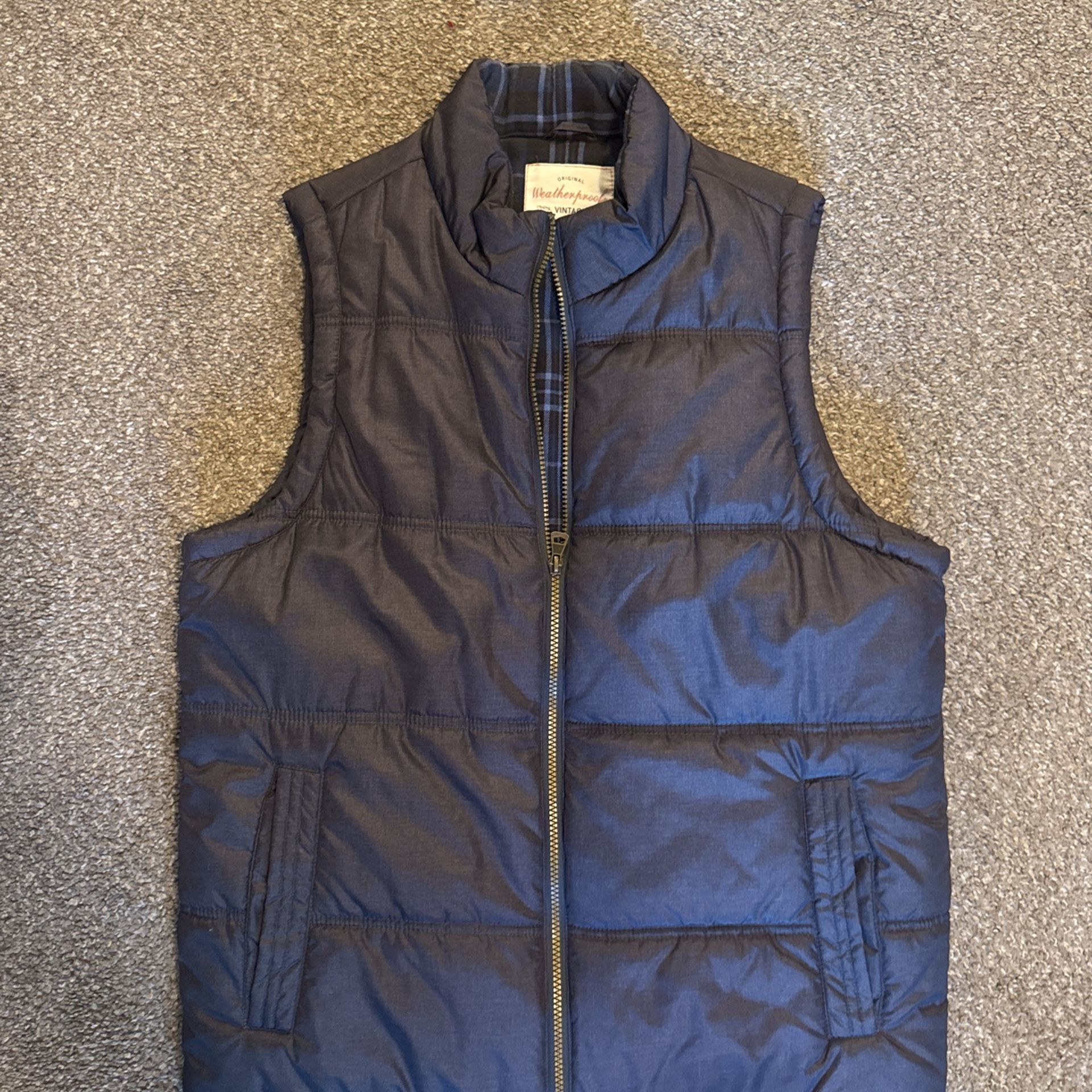 Weatherproof Vintage Quilted Vest Mens Medium Gray Zip Up Outerwear Outdoor