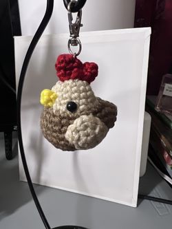 Crochet chicken keychains