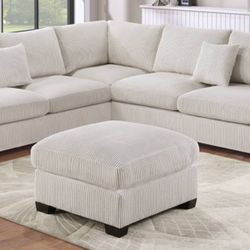 Brand New In Box Firm Price $599 Ivory Corduroy Sectional With Ottoman And Pillows ONLY 1 SET LEFT!!!!