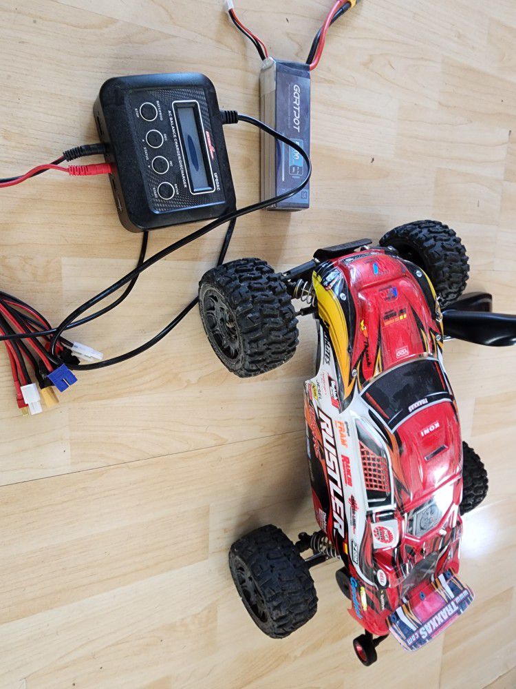 Upgraded TRAXXAS RUSTLER 2WD, WITH EXTRAS 
