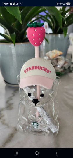 Starbucks Pink Bear Bearista glass cup