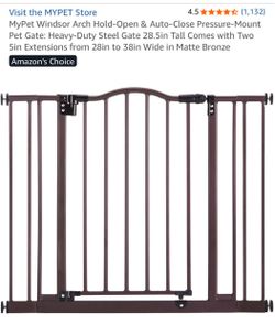 2 Gates- MyPet Windsor Arch Pressure-Mount Pet Gate Matte Bronze