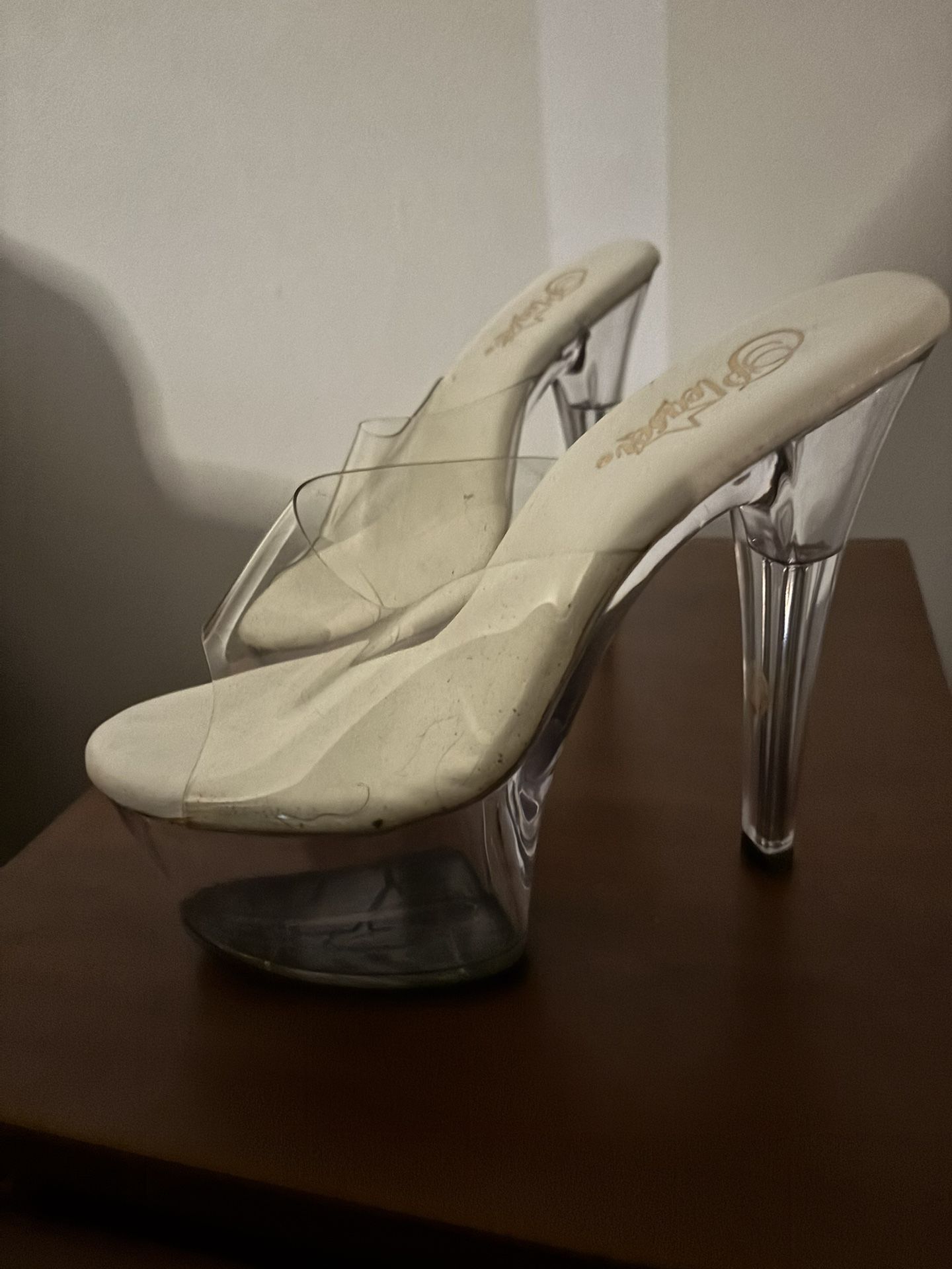 Pleaser Clear Platform Stiletto Heels - Women's Size 8