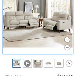 Malibu 2-piece Leather Power Reclining Set with Power Headrests – Sofa and Loveseat