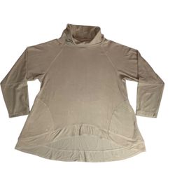 MarlaWynne Turtleneck Tunic Top Tan Stretch Long Sleeve Pockets M