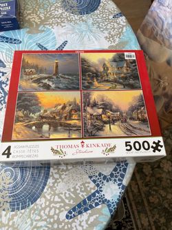 Thomas Kinkade 4-in-1 500 Piece Jigsaw Puzzle Set