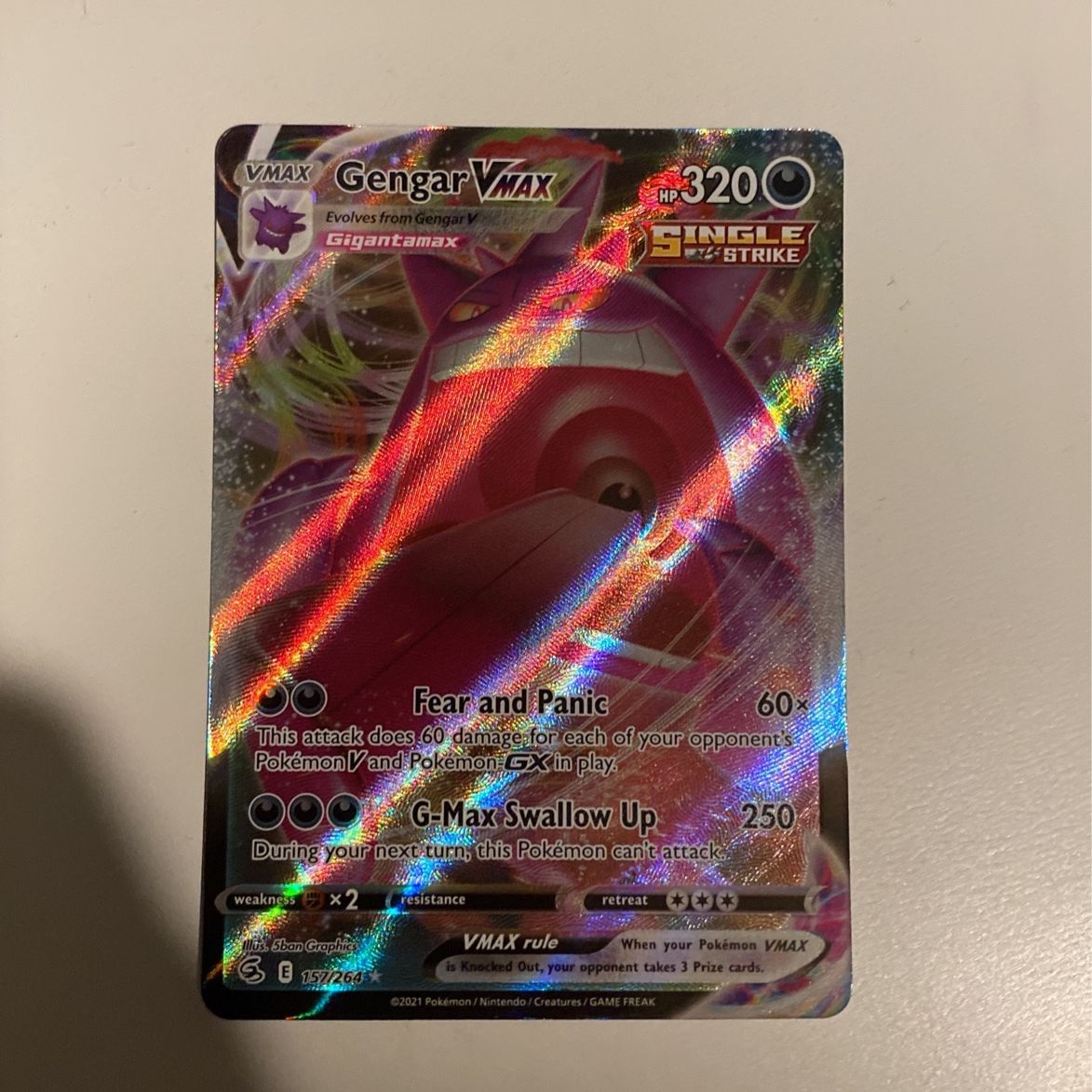 pokemon card vmax gengar Rare Credit Card Skin preserving every detail without a scratch Gengar VMAX From Fusion Strike