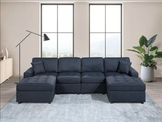 Brand New Dark Blue Sectional Sofa (Pillows Included)