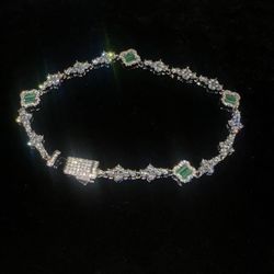 18k Gold Plated Green Clover Bracelet 