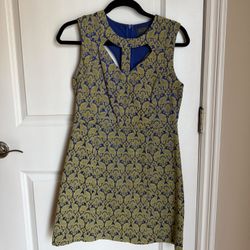 Astr Olive and Navy Jacquard Mini Dress