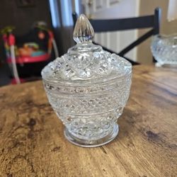 Vintage Crystal Glass Serving/ Trinket Bowl With Lid