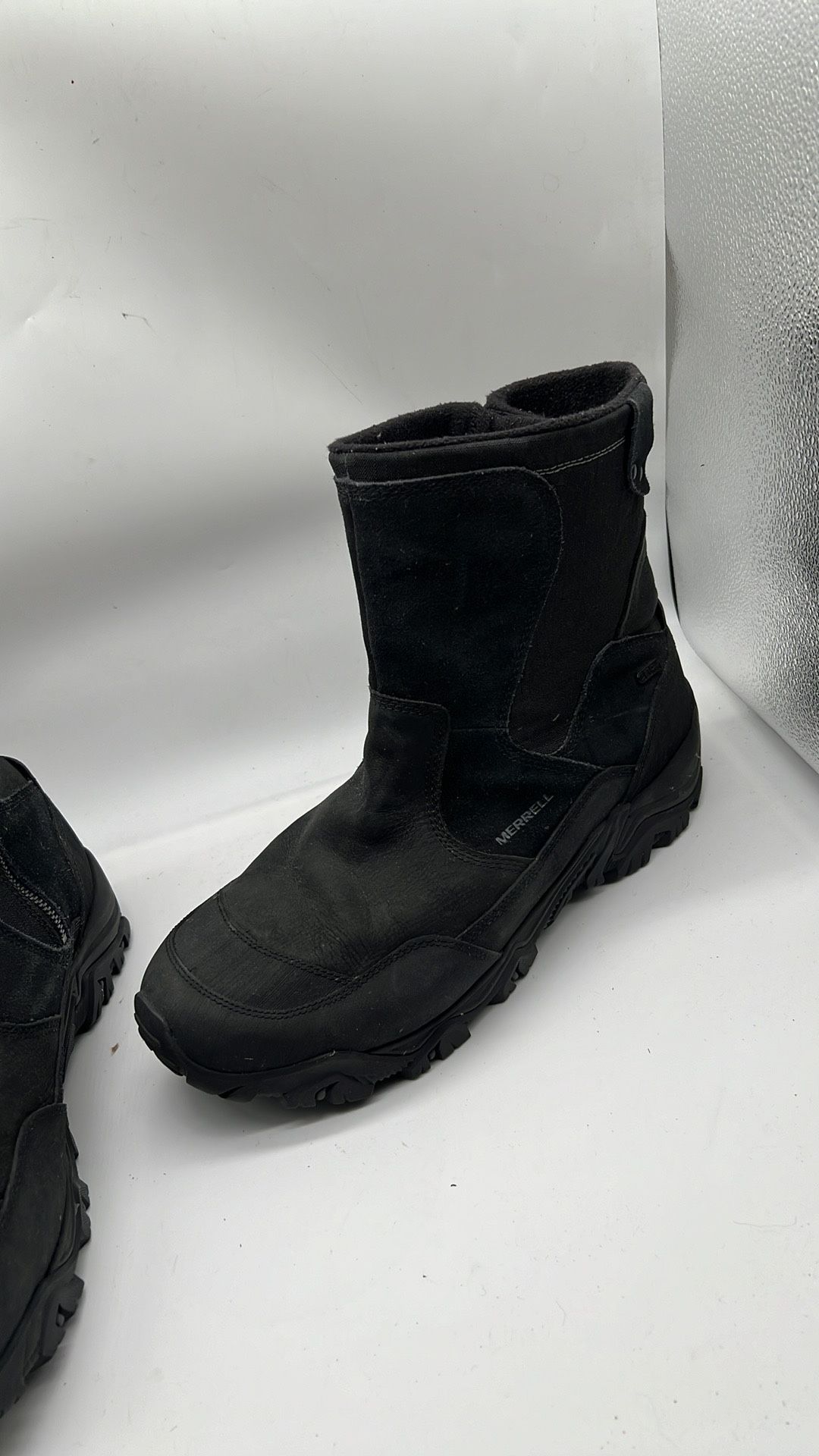 MERRELL J23429 Polarand Rove Zip Waterproof Black Leather Winter Snow Boots 14