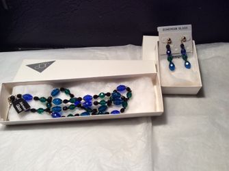 Bohemian glass necklace/earrings set