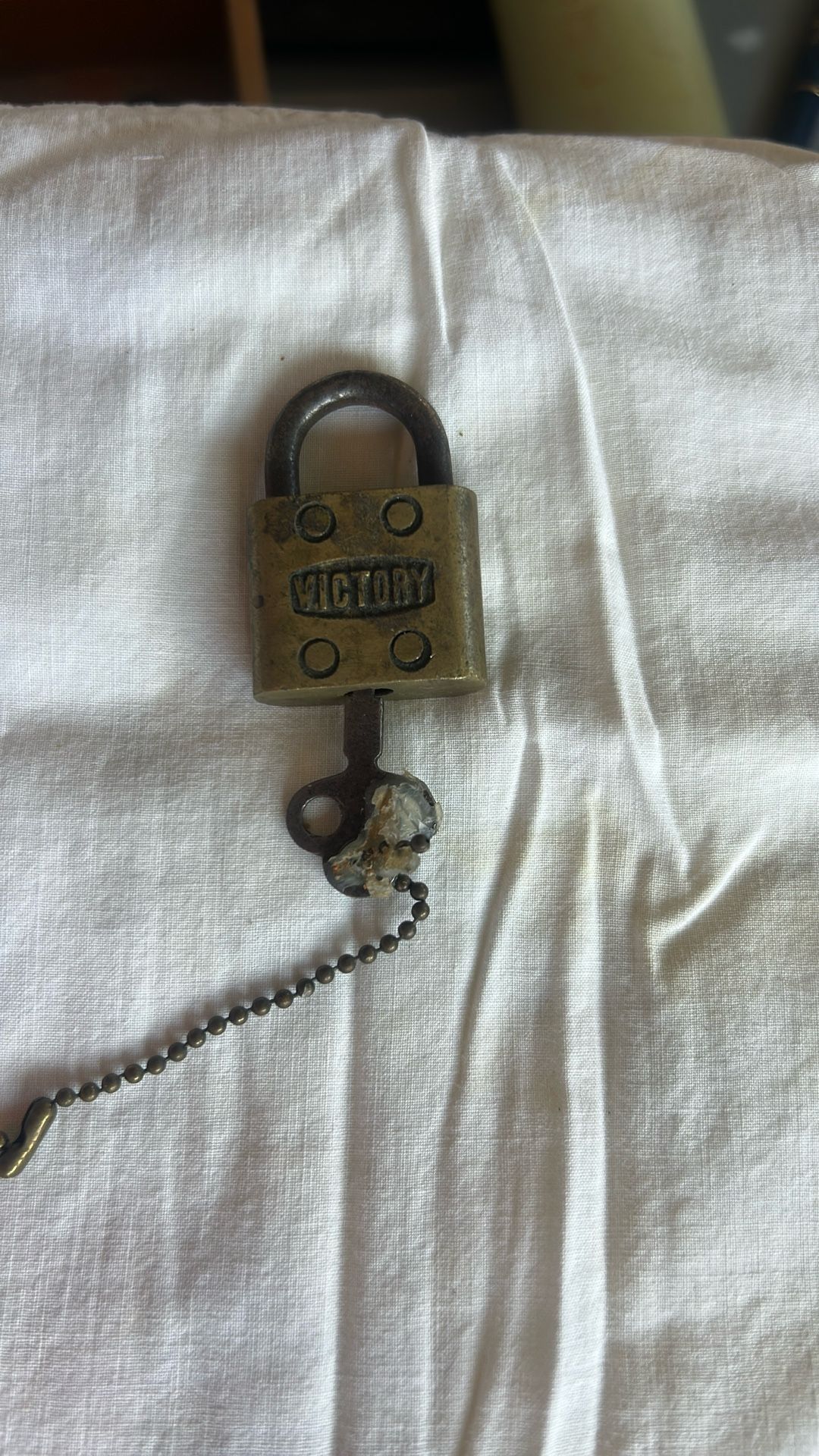 Antique Victory Padlock With Key