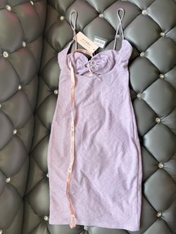 Oh Polly Lilac Lace-Up Knit Cocktail Dress