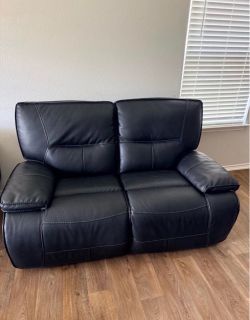 Black Leather Reclining Loveseat
