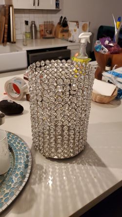 2 Large Fully Beaded Pillar Vases / Candle Holders 