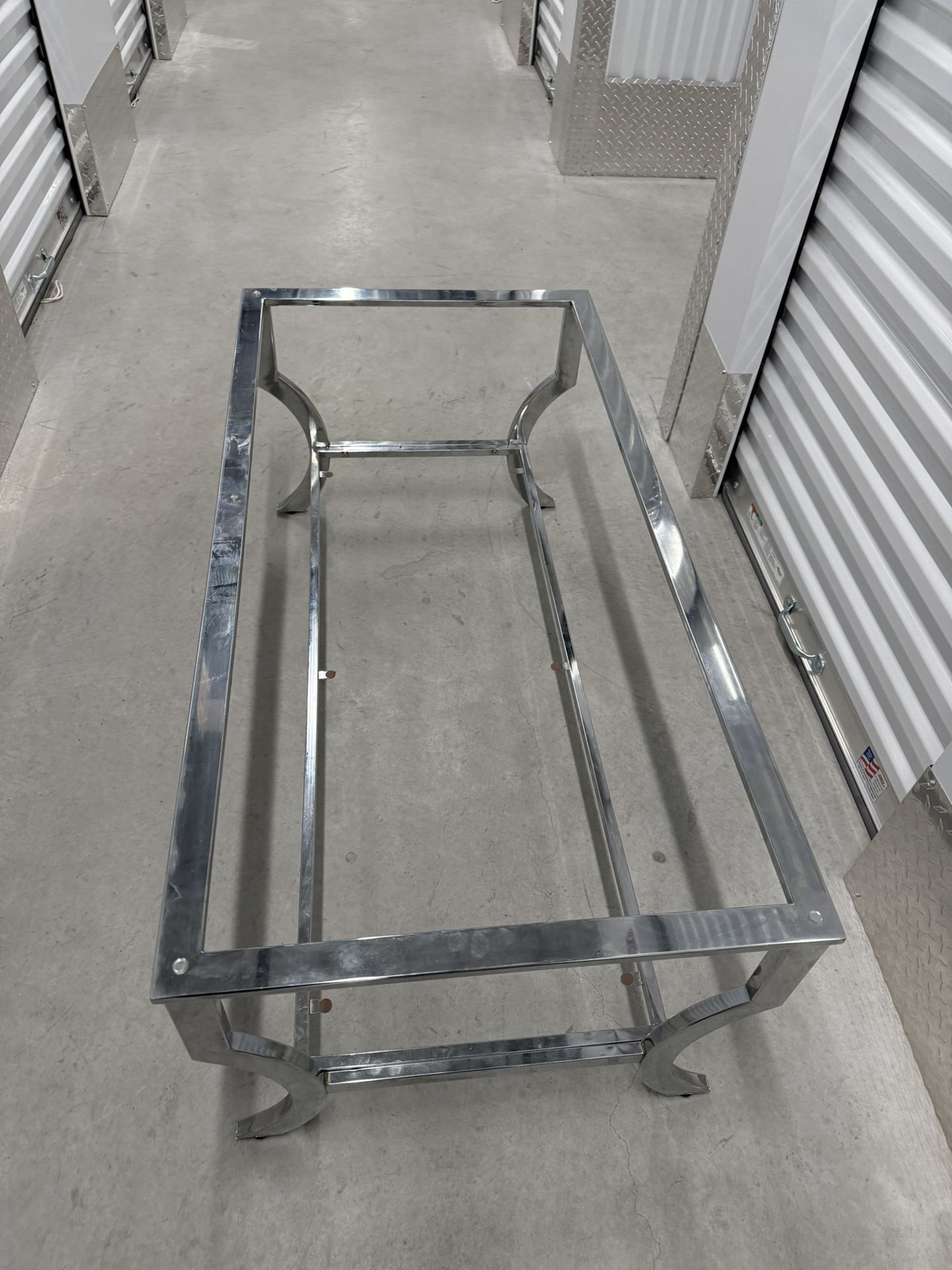 Metal Coffee Table With Glass Top And Shelf