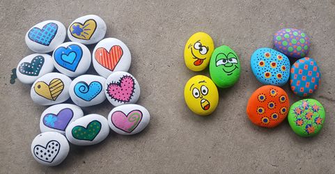 Painted garden rocks