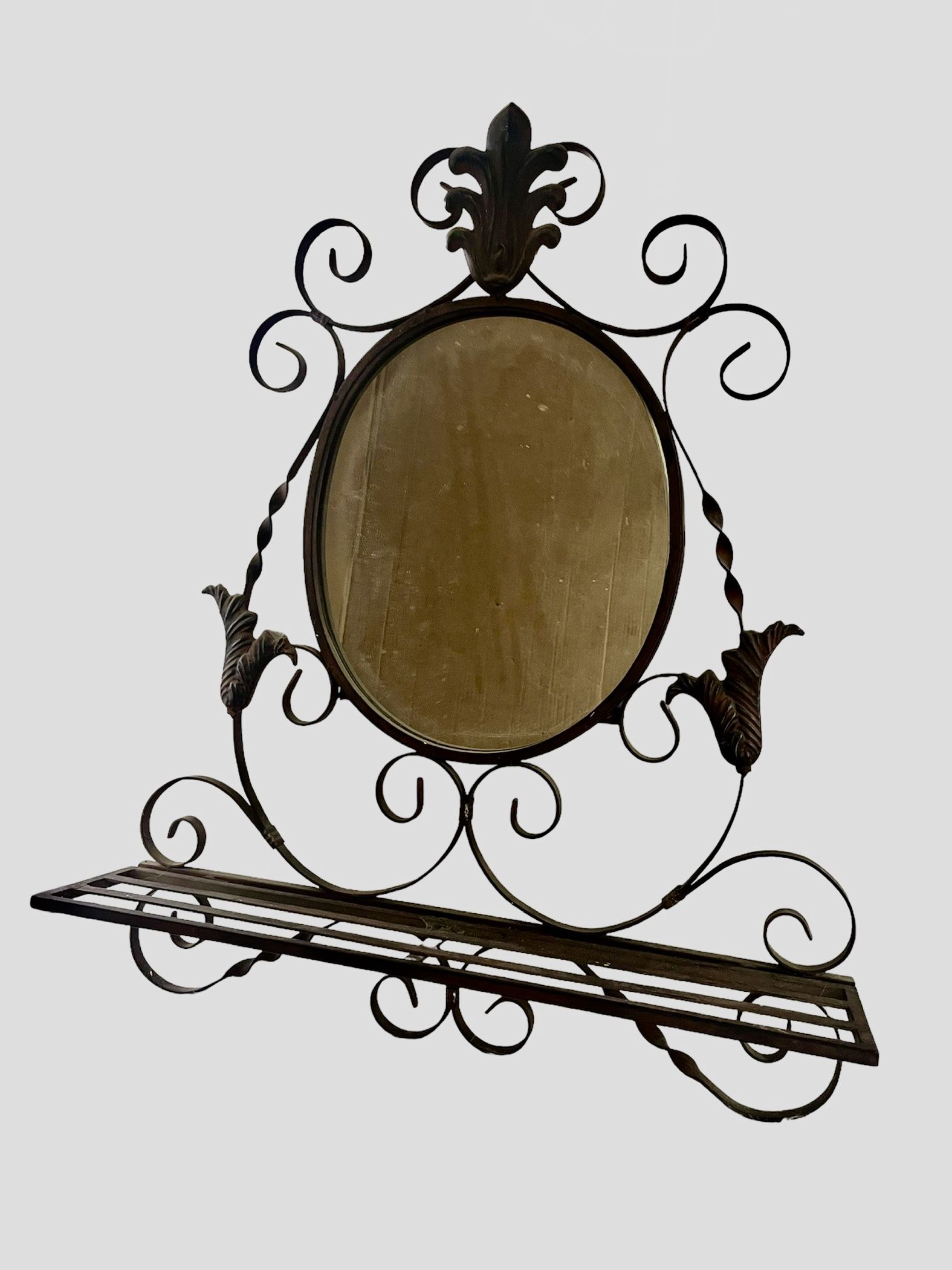 Metal/Iron Mirror With Shelf