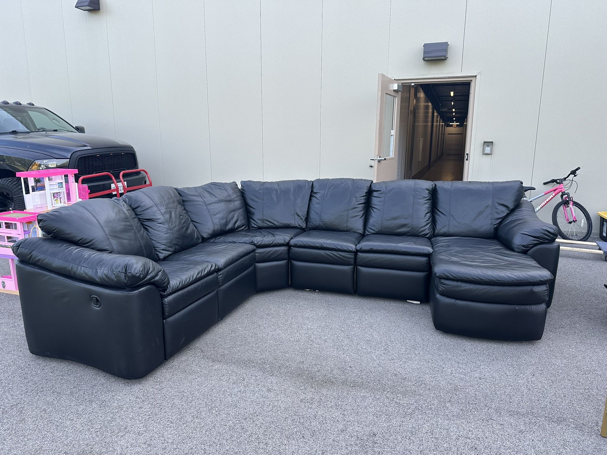 Black Leather Sectional & Recliner