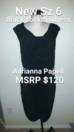 New Sz 6 Women's black cocktail dress by designer Adrianna Papell nwt MSRP $120 shutter pleat