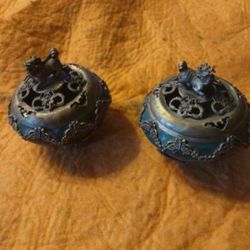 Rare Collectible Hard To Find Chinese Brass/Jade Incense Burner X2 Will Not Separate