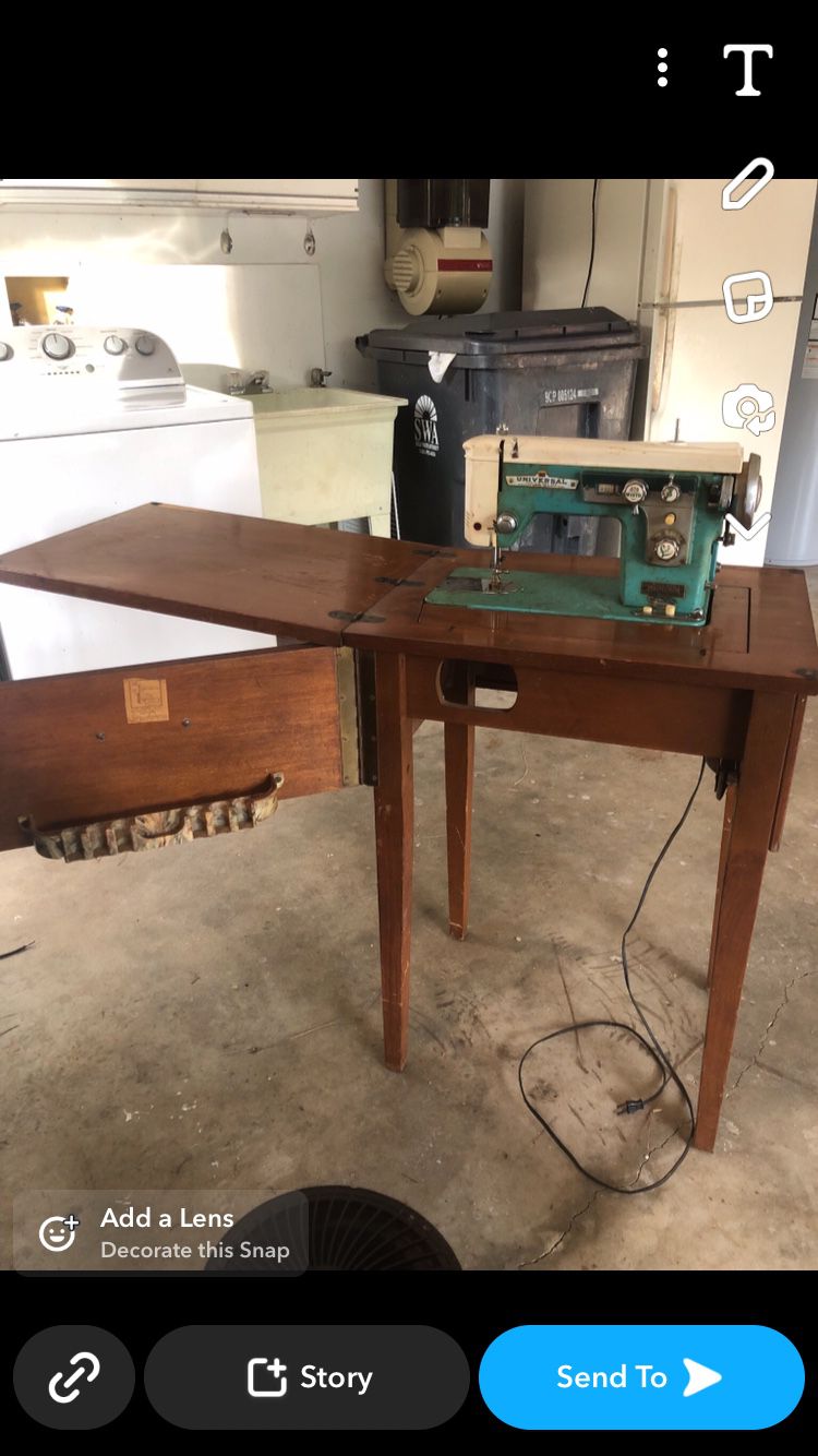 Antique Sewing Machine Fold Out 