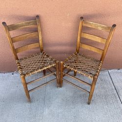 (2) Late 19th C. Organic Rope Seat Chairs