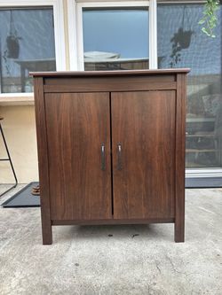 Dark Walnut Two-Door Storage Cabinet