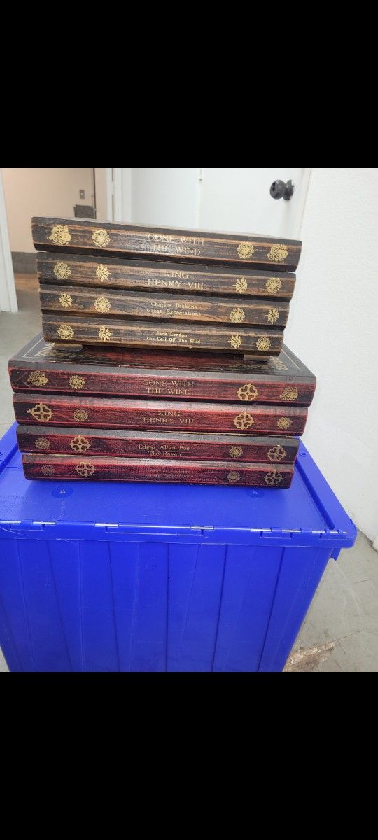 2 Keepsake/Jewelry/Storage Boxes Painted To Look Like A Stack Of Books Locking With Handels