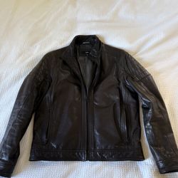 HUGO BOSS Leather Jacket – Size 42R (Brown)