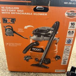 Ridgid 16 Gal. 6.5 Peak HP NXT Shop Vacuum Wet Dry Vac with Detachable Blower, Filter, Locking Hose and Accessories